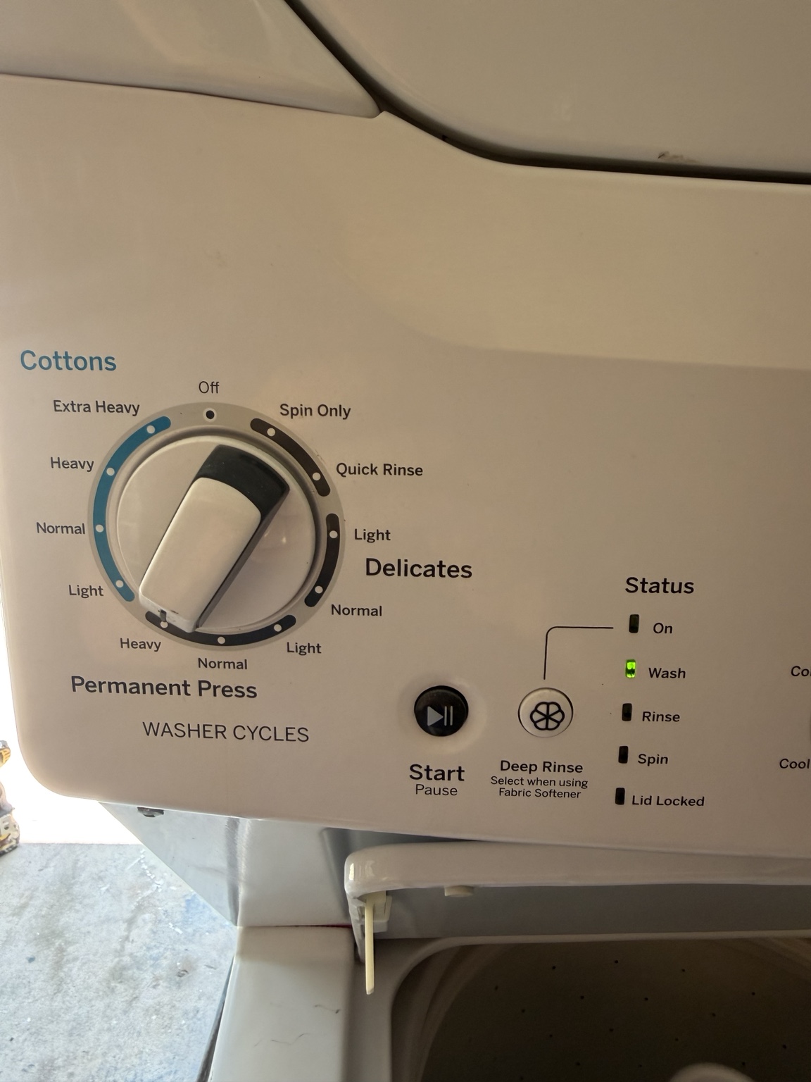 Washer cycle selector